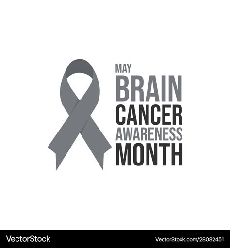 Grey ribbon brain cancer awareness month poster Vector Image