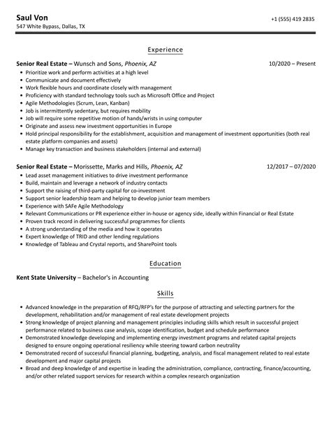 Senior Real Estate Resume Samples Velvet Jobs