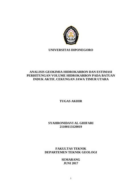 PDF UNIVERSITAS DIPONEGORO ANALISIS GEOKIMIA HIDROKARBON Eprints