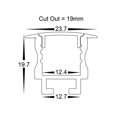 Deep Recessed Meter X Mm Winged Aluminium Led Profile Silver Hv