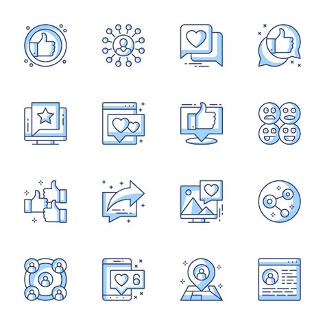 Conjunto De Iconos Lineales De Comunicaci N De Redes Sociales Vector