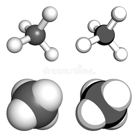 Molécula Del Metano Fórmula Estructural Ilustración Del Vector Ilustración De Compuesto