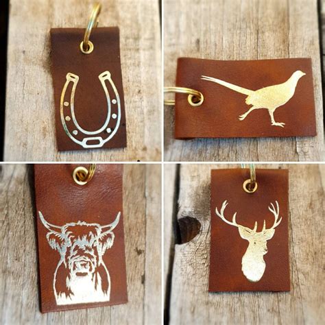 Handmade Leather Highland Cow Keyring Bee Stag Pheasant Etsy Uk