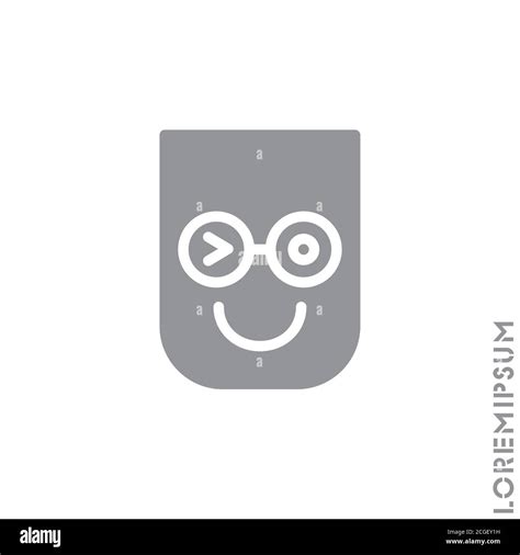 Emoticones de sonrisa de guiño aislado Gris sobre fondo blanco