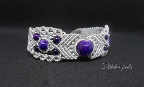 Purple Beaded Macrame Bracelet Izabela Craftwork