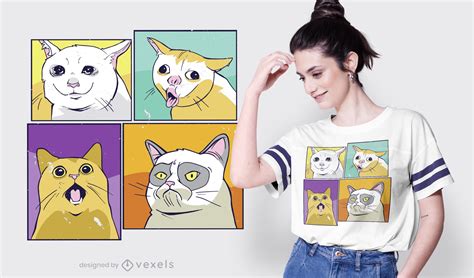 Diseños vectoriales de estados de animo de gato para camisetas y más Merch