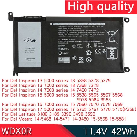 WDX0R WDXOR Bateria 11 4V 42Wh DELL Inspiron 13 5368 5378 5379 7368