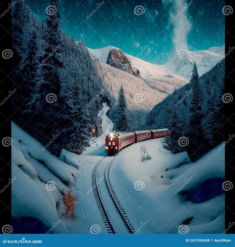 Winter Train Rides in Snowy Mountains. a Beautiful Winter Fairy Tale ...