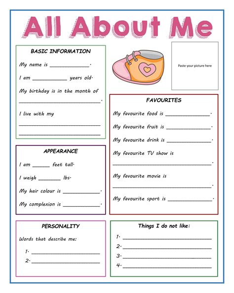 Best Free Printable All About Me Form For High School Artofit