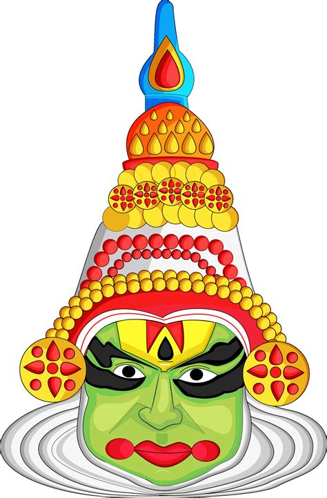 Cartoon Face Of Kathakali Dancer Vector Art At Vecteezy