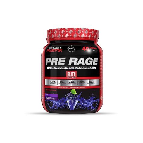 Elite Labs Pre Rage 40 Servings Grape Flavor Gofit