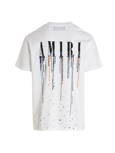 Amiri Paint Drip Core Logo T Shirt In White Modesens