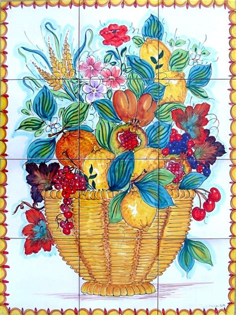 Cesta Di Frutta Estiva Murale In Ceramica Di Vietri X Cm