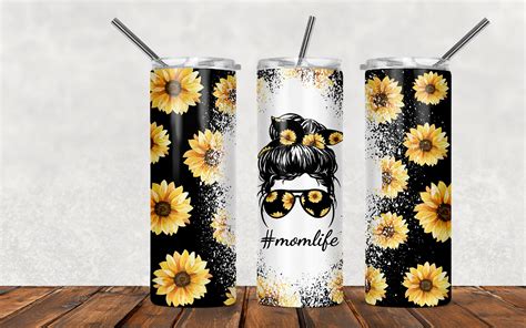 Sunflowers Mom Life 20oz Skinny Tumbler Graphic By Army Custom