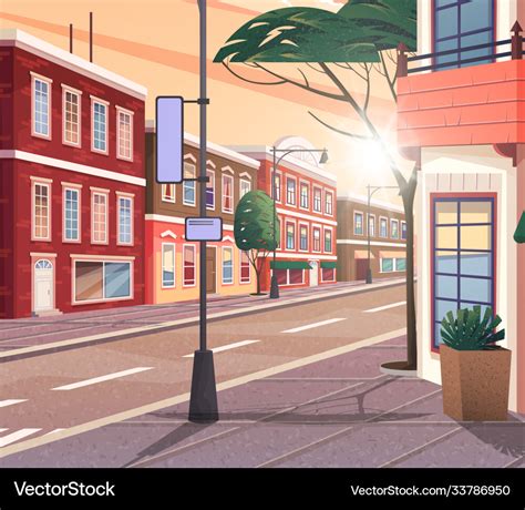 Street Town Cartoon Royalty Free Vector Image Vectorstock