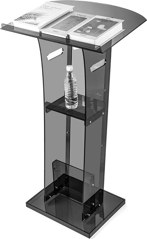 Kscary Acraylic Clear Podium Stand With Storage Shelf Plexiglass Pulpits For Churches Conference