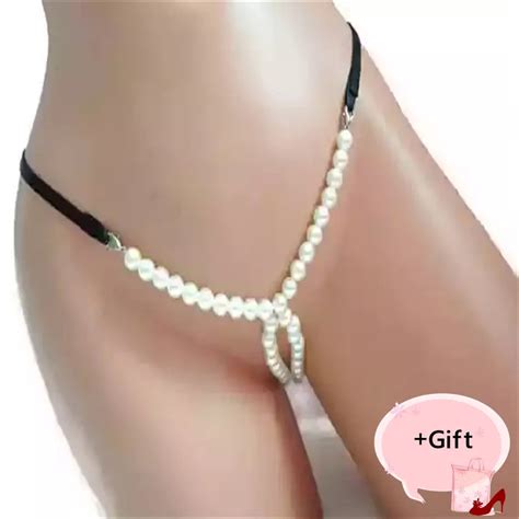Lady Sexy Bikini Underwear Pearl Chain Club Necklace Couple Flirt Sexy Thong Panties Chain Body
