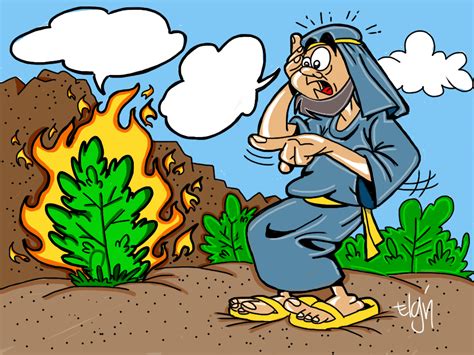 Moses and the Burning Bush Cartoon & Coloring Page (Ministry-To ...