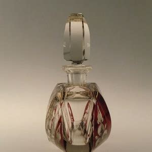 Bohemian Czech Art Deco Cut Glass Perfume Bottle Flacon By Etsy