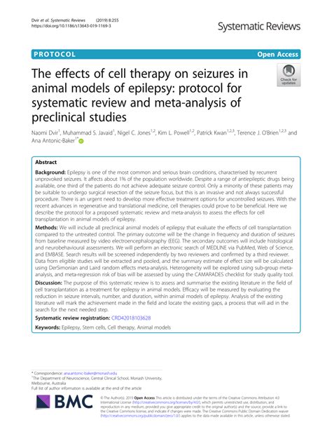 Pdf The Effects Of Cell Therapy On Seizures In Animal Models Of