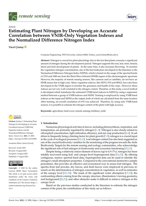 PDF Estimating Plant Nitrogen By Developing An Accurate Correlation