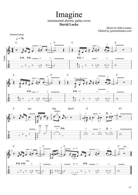 Electric Guitar Tab For John Lennon S Imagine