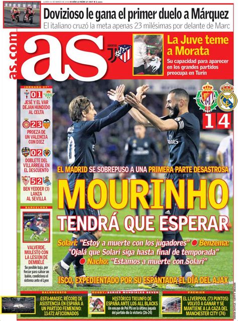 Real Madrid Tv Valladolid Real Madrid Portadas De Marca Y As