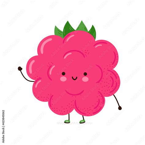 Cute Funny Raspberry Character Vector Hand Drawn Cartoon Kawaii