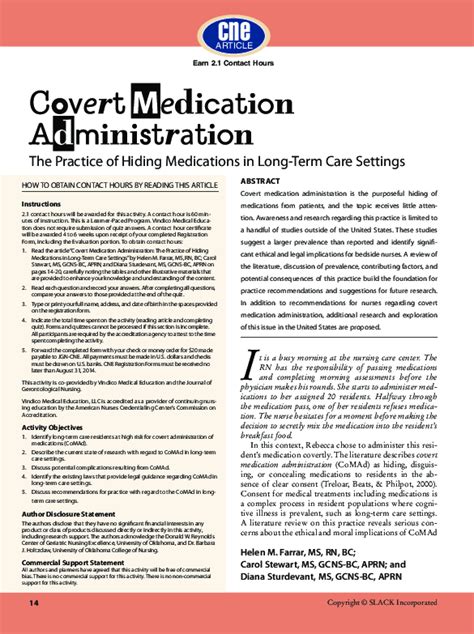 (PDF) Covert Medication Administration: The Practice of Hiding Medications in Long-Term Care ...