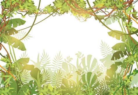 Premium Vector Jungle Tropical Frame Background Rainforest With