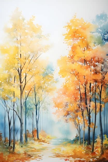 Premium AI Image | Watercolor painting of autumn trees