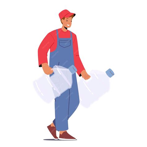 Premium Vector | Worker male character deliver fresh water by ...