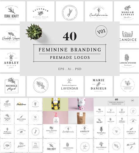 Feminine Branding Premade Logos | Free download