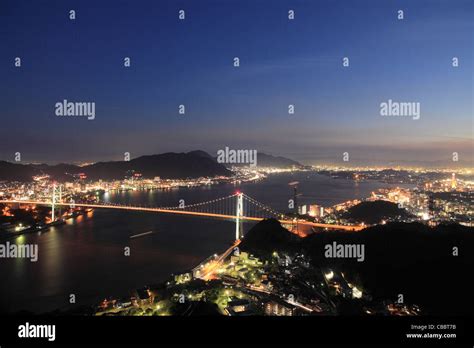 Night View Of Kanmon Straits Shimonoseki Yamaguchi Japan Stock Photo