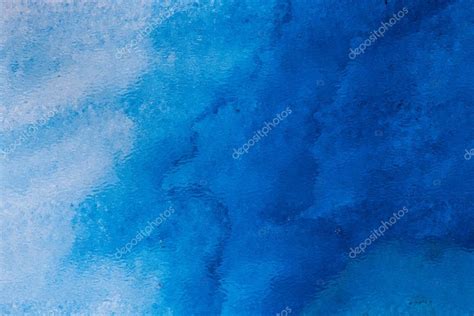 Aquarelle Bleue Sur Fond Texture Abstraite De L Art Sur Papier