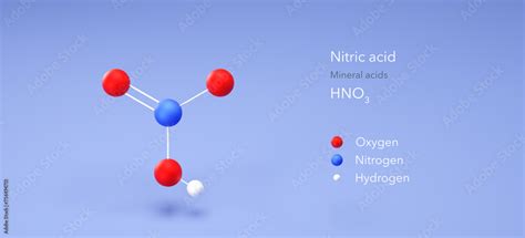 nitric acid molecule, molecular structures, oxidizing acids, 3d model ...