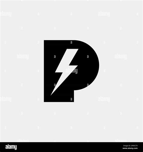 P Letter Logo With Lightning Thunder Bolt Vector Design Electric Bolt