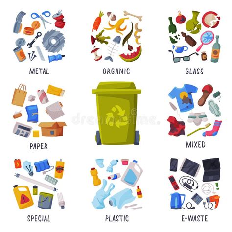 Waste Sorting Different Types Of Garbage Paper Plastics Metal