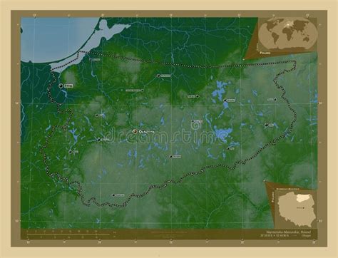 Warminsko Mazurskie Poland Physical Labelled Points Of Cities Stock