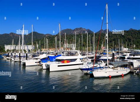 View Of Sailboats And Boats In Telaga Harbor And Perdana Quay On Pulau