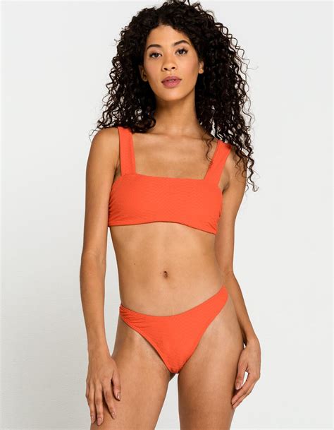 DAMSEL Honeycomb Square Neck Bikini Top RED Tillys
