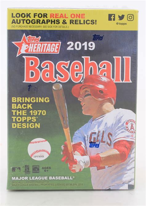 2019 Topps Heritage Baseball Blaster Box With 8 Packs Pristine Auction