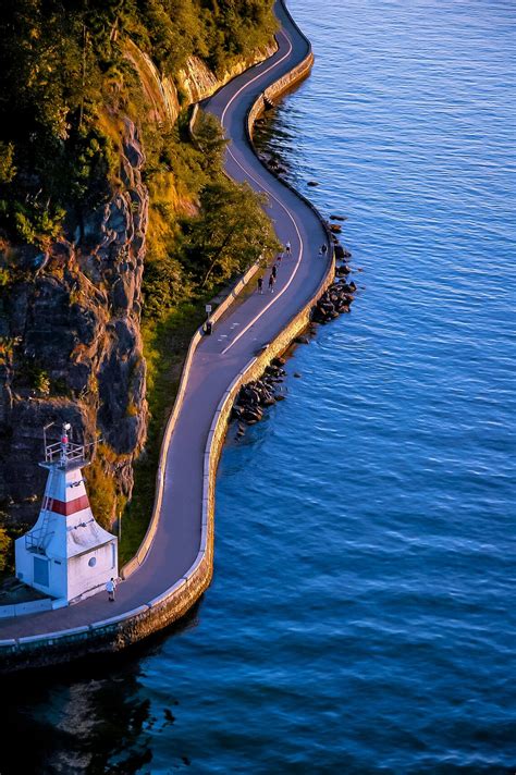 Prospect Point Lighthouse Y Vancouver Seawall At Sunset Etsy España