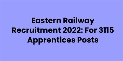 Eastern Railway Recruitment For Apprentices Posts Onlinemmmut