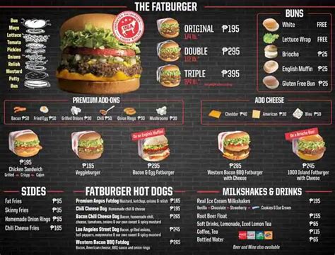 Fatburger Menu, Menu for Fatburger, Glorietta Complex, Makati City ...