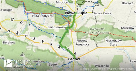 Zielony szlak turystyczny Nowa Słupia Łagów mapa turystyczna pl