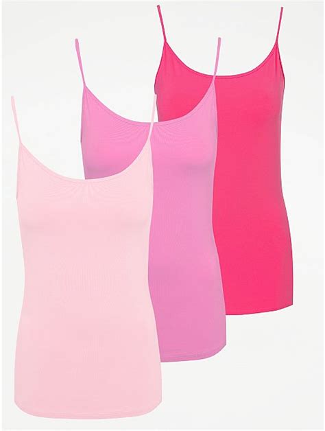 Pink Jersey Cami Vest Tops 3 Pack Women George At Asda