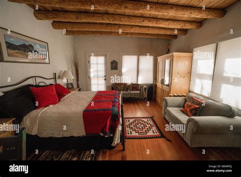 A Quaint Santa Fe New Mexico Bedroom In An Adobe Architecture Style