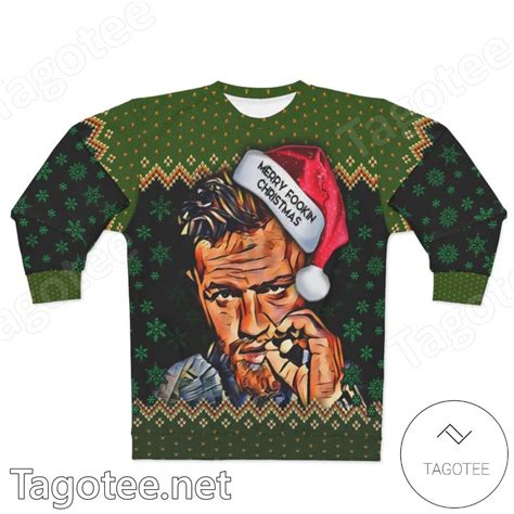 Conor Mcgregor Merry Fookin Christmas Ugly Christmas Sweater Tagotee