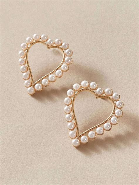 Faux Pearl Heart Drop Earrings Romwe Usa Heart Drop Earrings Romwe Type 1 Faux Pearl